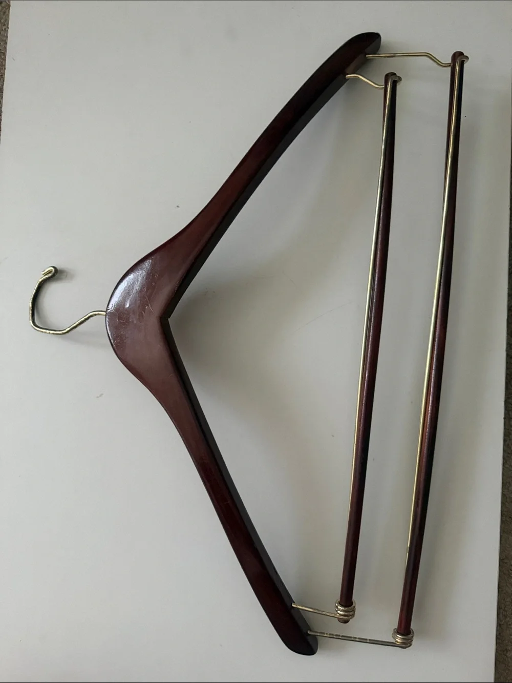 Premium Wooden Clothes Hangers with Pants Clips - Dark Brown
